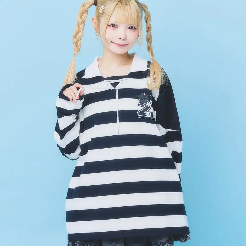 [BUNJANG] Hauls Stripe Oversized Raglan T-Shirt / hauls 하울스 스트라이프 오버사이즈 래글런 티셔츠
