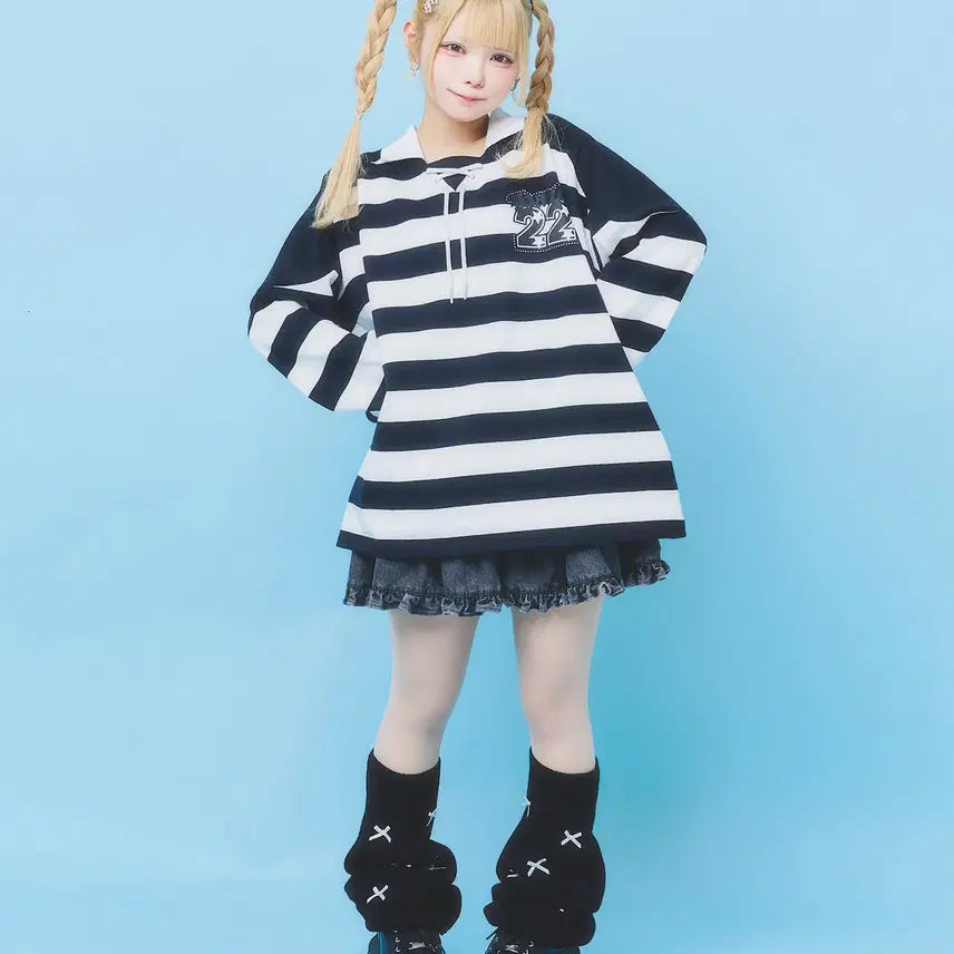 [BUNJANG] Hauls Stripe Oversized Raglan T-Shirt / hauls 하울스 스트라이프 오버사이즈 래글런 티셔츠