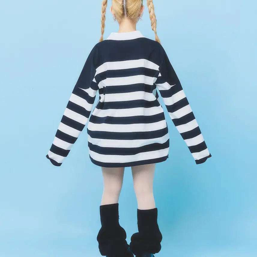 [BUNJANG] Hauls Stripe Oversized Raglan T-Shirt / hauls 하울스 스트라이프 오버사이즈 래글런 티셔츠