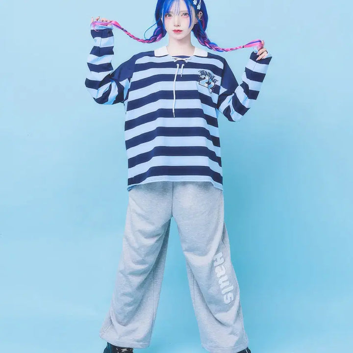 [BUNJANG] Hauls Stripe Oversized Raglan T-Shirt / hauls 하울스 스트라이프 오버사이즈 래글런 티셔츠