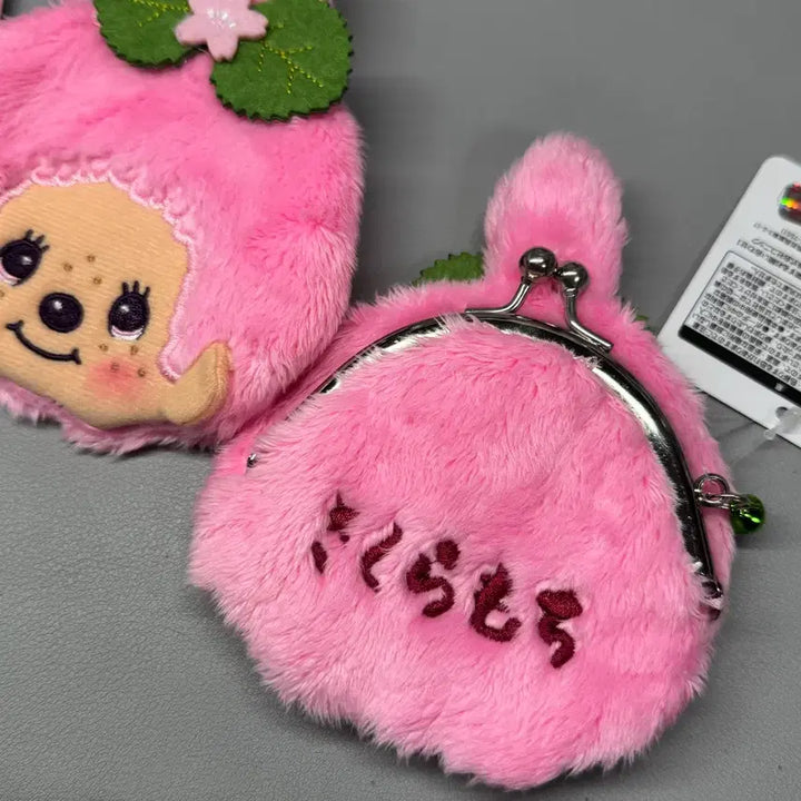 [BUNJANG] Monchhichi Sakura Pink Cherry Blossom Coin Purse / 몬치치짱 벚꽃 사쿠라 핑크 가마구치 동전지갑