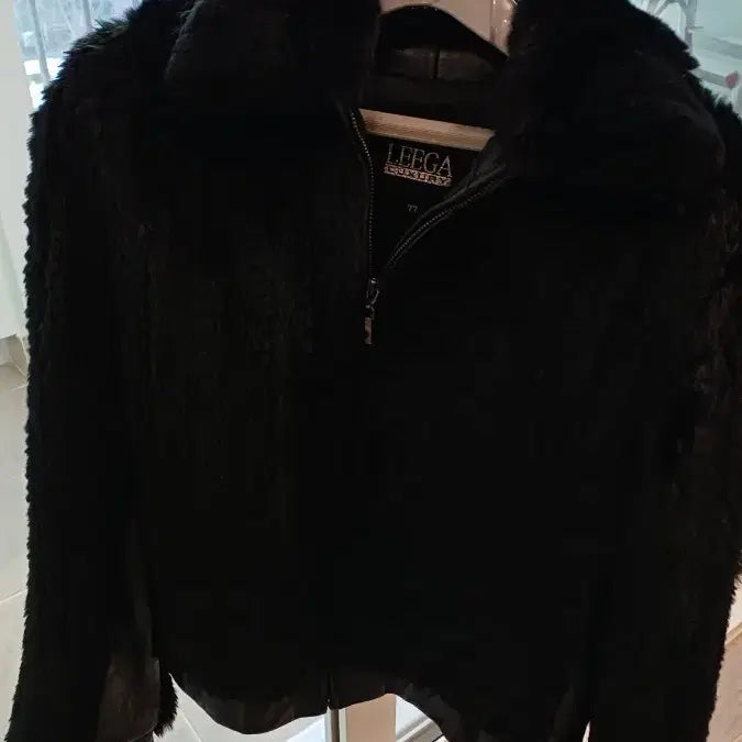[BUNJANG] Liga Rabbit Fur &amp; Leather Half-Chest Jacket / 리가 토끼털 +가죽 반가슴 56 길이60