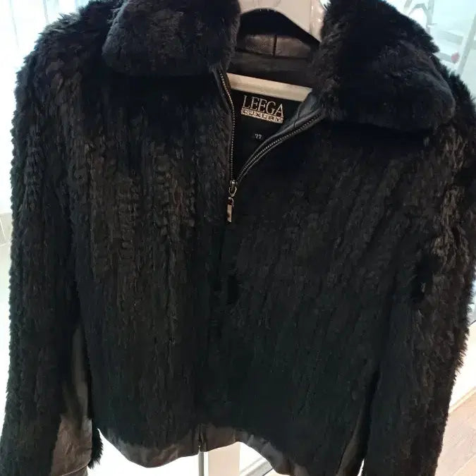 [BUNJANG] Liga Rabbit Fur &amp; Leather Half-Chest Jacket / 리가 토끼털 +가죽 반가슴 56 길이60