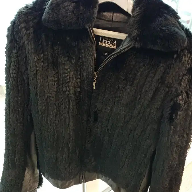 [BUNJANG] Liga Rabbit Fur &amp; Leather Half-Chest Jacket / 리가 토끼털 +가죽 반가슴 56 길이60