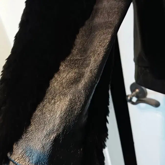 [BUNJANG] Liga Rabbit Fur &amp; Leather Half-Chest Jacket / 리가 토끼털 +가죽 반가슴 56 길이60