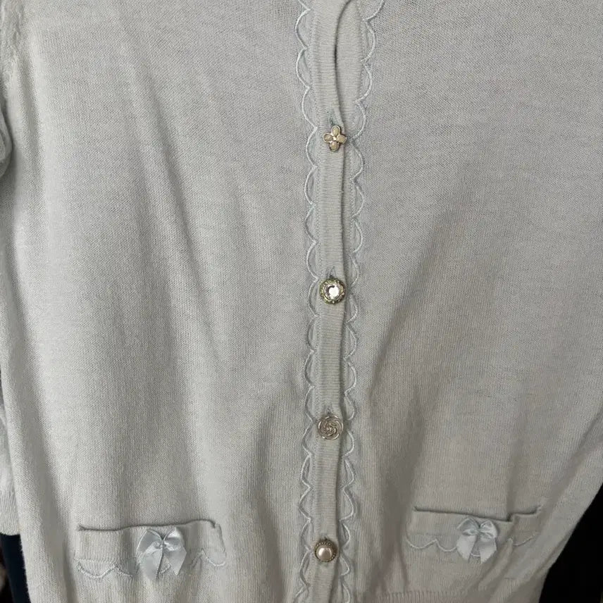 [BUNJANG] Sky Blue Ribbon Cardigan / 하늘색 리본 가디건