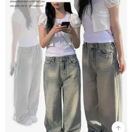 [BUNJANG] Anyone More Washing Denim Wide Pants / 애니원모어 워싱 데님 와이드 팬츠