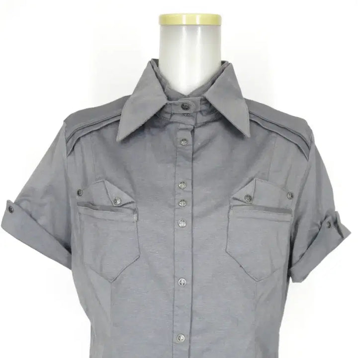 [BUNJANG] Ozz Croce Gray Short Sleeve Shirt / Ozz on croce 오즈온 반소매 그레이 반팔 셔츠 카라넥 빈티지