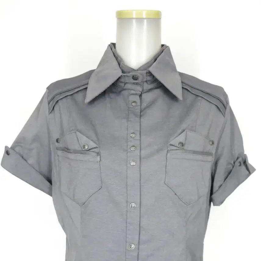 [BUNJANG] Ozz Croce Gray Short Sleeve Shirt / Ozz on croce 오즈온 반소매 그레이 반팔 셔츠 카라넥 빈티지