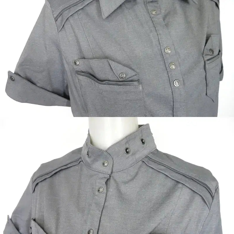 [BUNJANG] Ozz Croce Gray Short Sleeve Shirt / Ozz on croce 오즈온 반소매 그레이 반팔 셔츠 카라넥 빈티지
