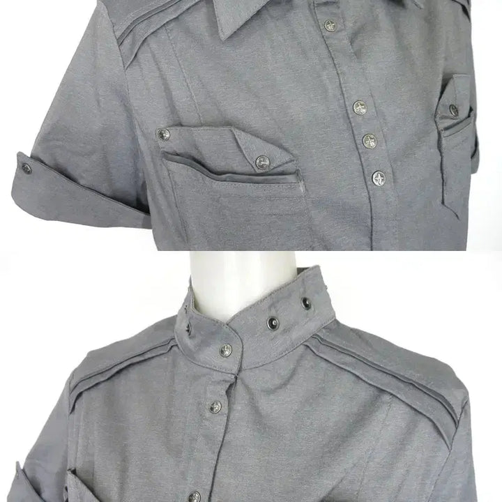 [BUNJANG] Ozz Croce Gray Short Sleeve Shirt / Ozz on croce 오즈온 반소매 그레이 반팔 셔츠 카라넥 빈티지