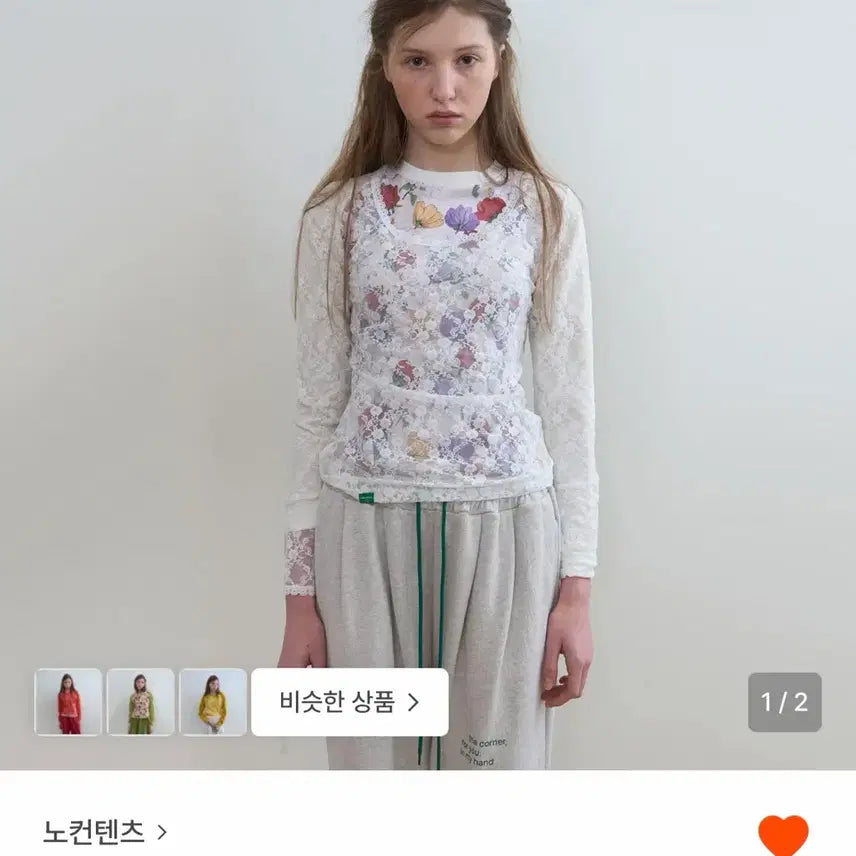 [SOLD OUT] 노컨텐츠 레이스 메시 티 화이트