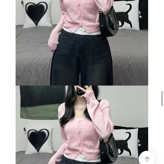 [BUNJANG] Avely Pink Cardigan / 에이블리 체형보완 살안타템 핑크 가디건
