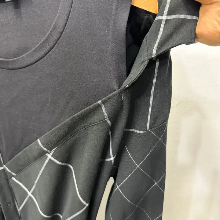 [BUNJANG] Maje Black Check Long Shirt Dress / 정품) 마쥬 블랙 체크 롱 셔츠형 절개 롱 원피스 1