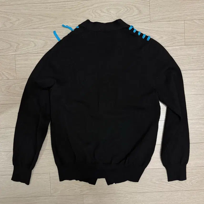 [BUNJANG] Comme des Garcons Black Cardigan Blue Stitch / 꼼데가르송 셔츠 블랙 가디건 블루 스티치