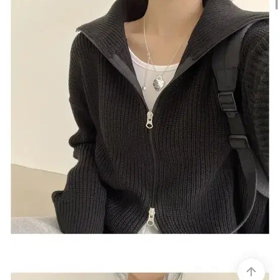 [BUNJANG] Ably Loose Fit Two-Way Zip-Up Knit Cardigan / 에이블리 루즈핏 투웨이 집업 니트가디건