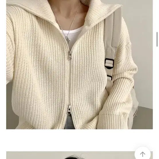 [BUNJANG] Ably Loose Fit Two-Way Zip-Up Knit Cardigan / 에이블리 루즈핏 투웨이 집업 니트가디건