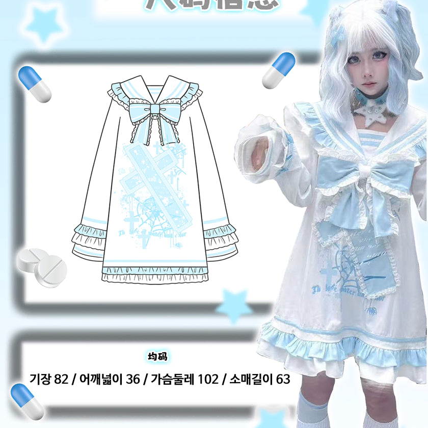 [BUNJANG] Mizuiro Sailor One-Piece Dress / 서브컬쳐 미즈이로 세일러 원피스