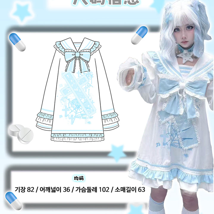 [BUNJANG] Mizuiro Sailor One-Piece Dress / 서브컬쳐 미즈이로 세일러 원피스