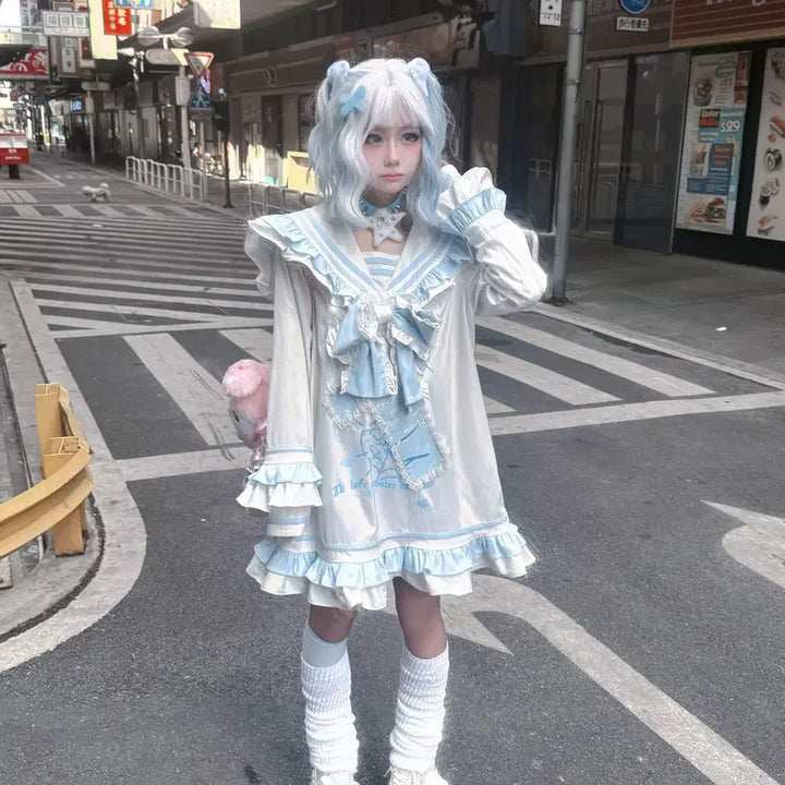 [BUNJANG] Mizuiro Sailor One-Piece Dress / 서브컬쳐 미즈이로 세일러 원피스