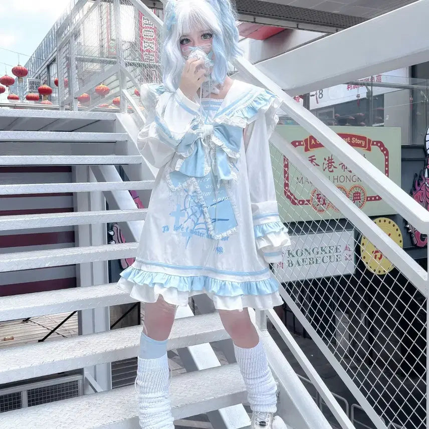 [BUNJANG] Mizuiro Sailor One-Piece Dress / 서브컬쳐 미즈이로 세일러 원피스