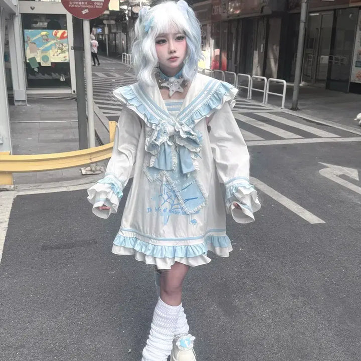 [BUNJANG] Mizuiro Sailor One-Piece Dress / 서브컬쳐 미즈이로 세일러 원피스