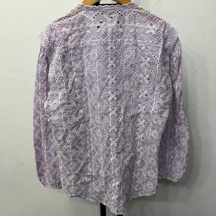 [BUNJANG] Maje Purple Striped Punching Blouse / 정품) maje 마쥬 퍼플 스트라이프 펀칭 블라우스 1