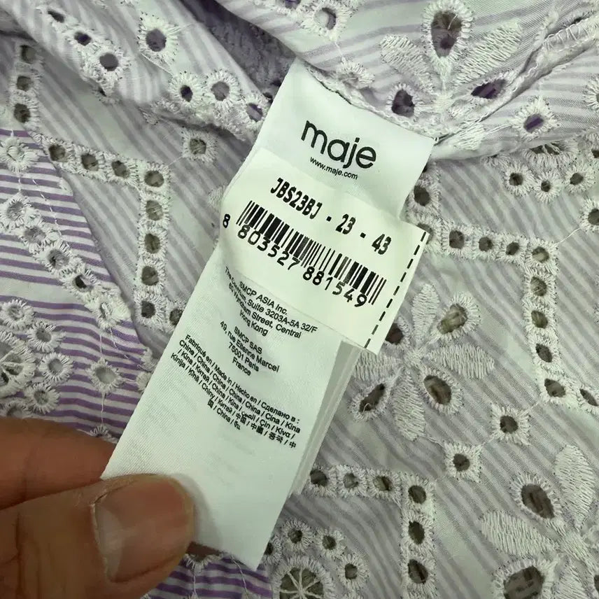 [BUNJANG] Maje Purple Striped Punching Blouse / 정품) maje 마쥬 퍼플 스트라이프 펀칭 블라우스 1