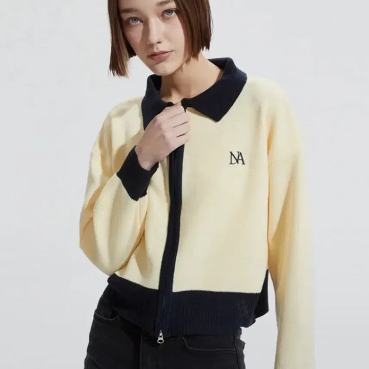 [BUNJANG] NOIAGO Yellow Zip-up Knit Sweater / NOIAGO 노이아고 옐로우 집업 니트 새상품