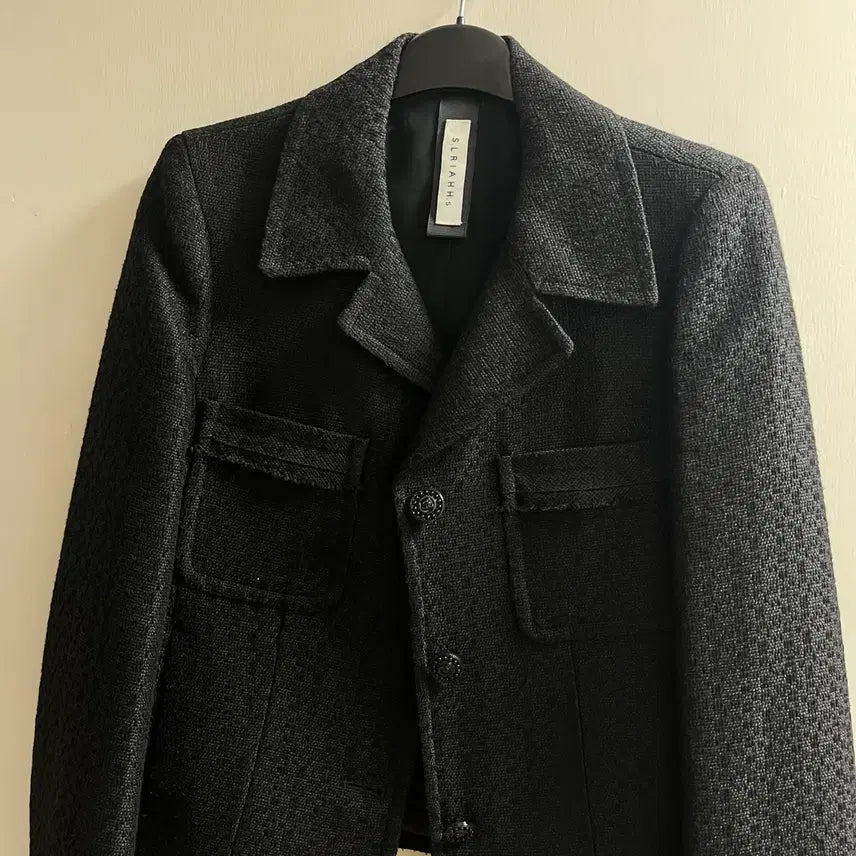 [BUNJANG] Esselia Black Tweed Jacket (Size 55) / 에셀리아 블랙 트위드 재킷 55