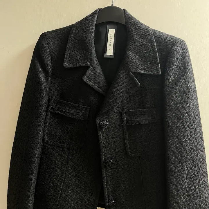 [BUNJANG] Esselia Black Tweed Jacket (Size 55) / 에셀리아 블랙 트위드 재킷 55