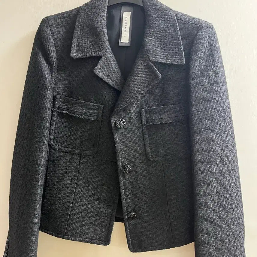 [BUNJANG] Esselia Black Tweed Jacket (Size 55) / 에셀리아 블랙 트위드 재킷 55