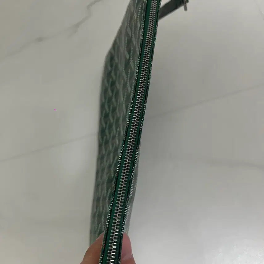[BUNJANG] Goyard Green Clutch MM with Key Ring / 고야드 그린 클러치mm 키고링까지