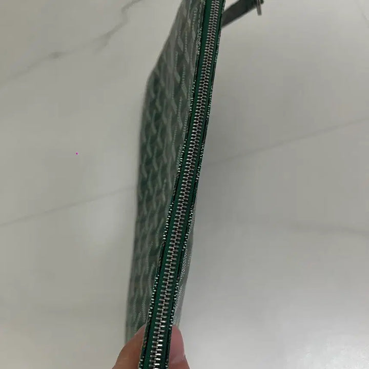 [BUNJANG] Goyard Green Clutch MM with Key Ring / 고야드 그린 클러치mm 키고링까지
