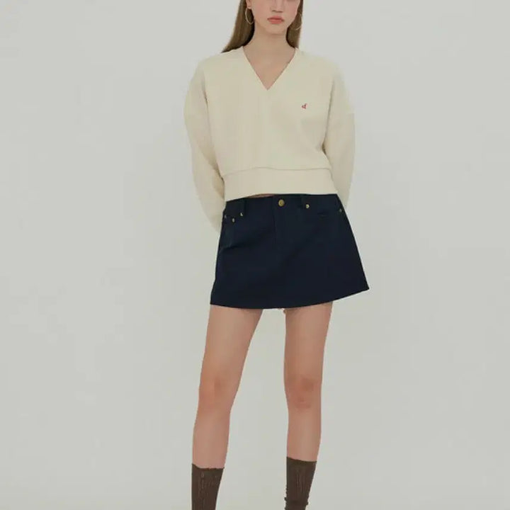 [BUNJANG] Overdue Flare 90s Cotton Mini Skirt Navy / 오버듀플레어 90s cotton mini skirt navy