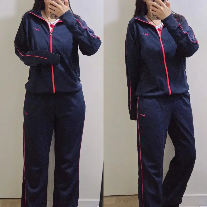 [BUNJANG] Nike Navy/Pink Jersey Track Top / 나이키 네이비/핑크 져지 트랙탑