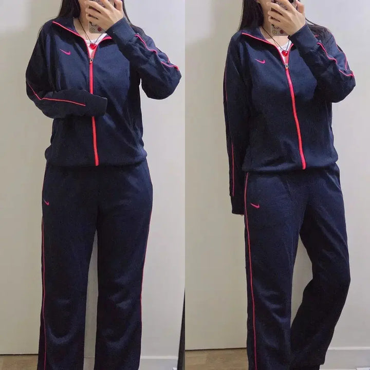 [BUNJANG] Nike Navy/Pink Jersey Track Top / 나이키 네이비/핑크 져지 트랙탑
