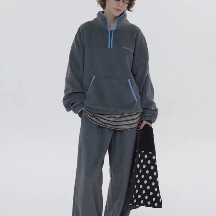 [BUNJANG] Vanishment Fleece Set Up - Melange Gray / (1회착)바니쉬먼트 Fleece set up_ 플리스 셋업 멜란지그레이