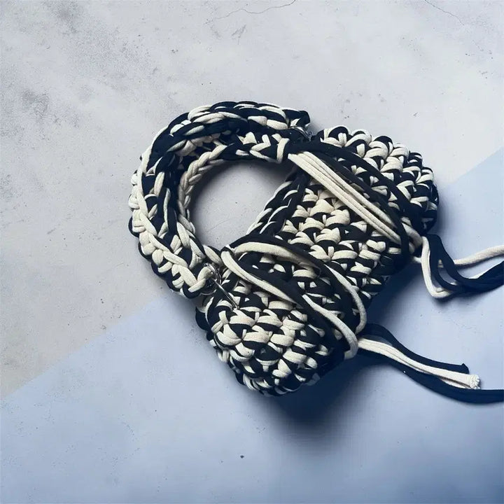 [BUNJANG] Handmade Knitted Mini Tote Crossbody Bag / 핸드메이드 뜨개 가방 미니백 토드백 크로스백