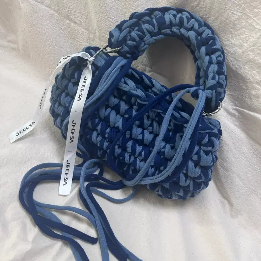 [BUNJANG] Handmade Knitted Mini Tote Crossbody Bag / 핸드메이드 뜨개 가방 미니백 토드백 크로스백