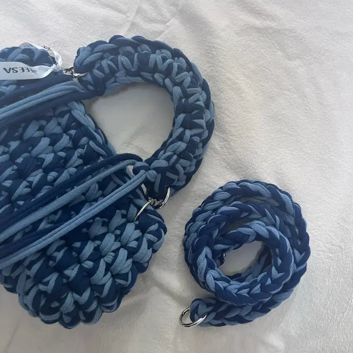[BUNJANG] Handmade Knitted Mini Tote Crossbody Bag / 핸드메이드 뜨개 가방 미니백 토드백 크로스백