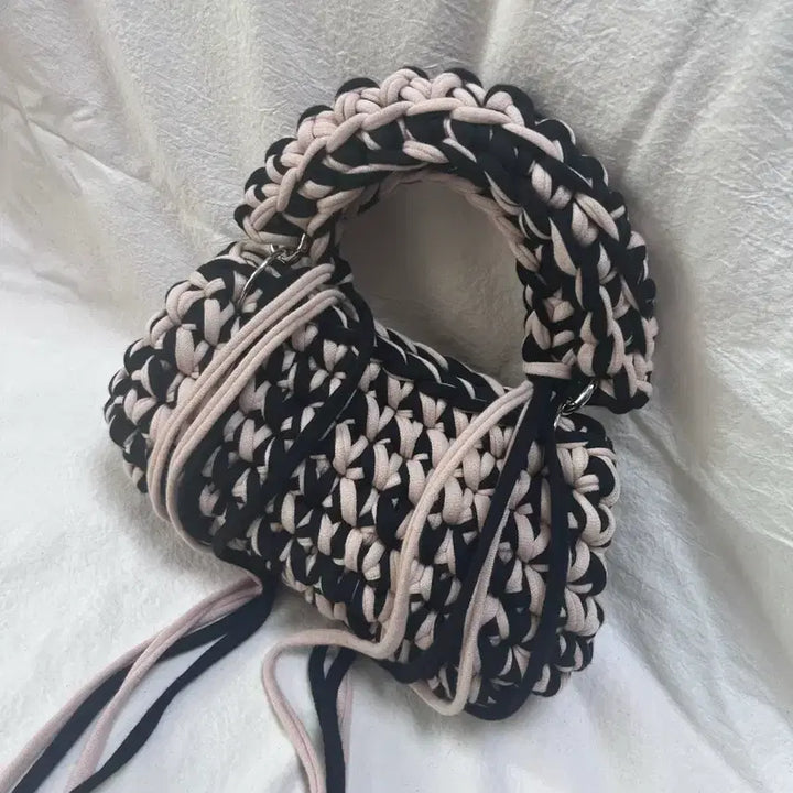 [BUNJANG] Handmade Knitted Mini Tote Crossbody Bag / 핸드메이드 뜨개 가방 미니백 토드백 크로스백