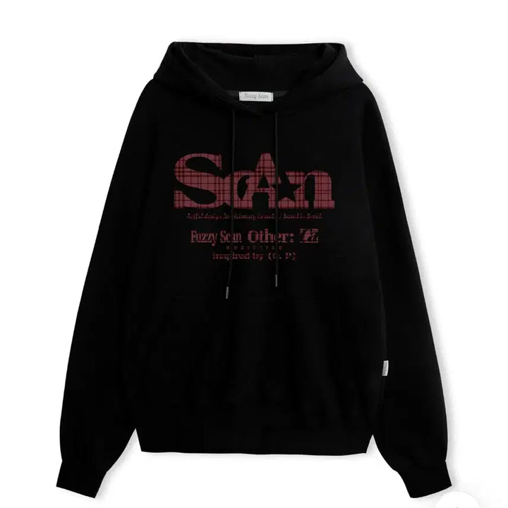 [BUNJANG] Fuzzy Scan Black Checkered Hoodie / 퍼지 스캔 검정체크 후드티