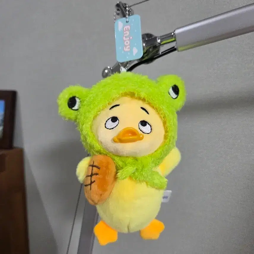 [BUNJANG] Duck Plushie with Frog Hat Keyring / 개구리 모자 오리 인형 키링