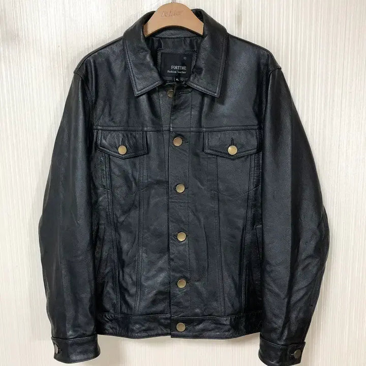 [BUNJANG] Cowhide Leather Trucker Jacket XL / 카우하이드 레더 트러커자켓/가죽트러커자켓 XL