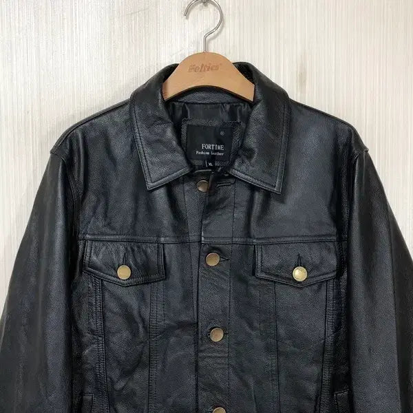 [BUNJANG] Cowhide Leather Trucker Jacket XL / 카우하이드 레더 트러커자켓/가죽트러커자켓 XL