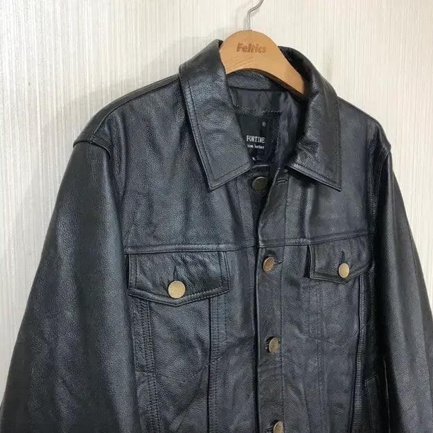 [BUNJANG] Cowhide Leather Trucker Jacket XL / 카우하이드 레더 트러커자켓/가죽트러커자켓 XL