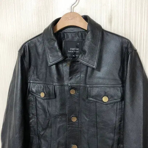[BUNJANG] Cowhide Leather Trucker Jacket XL / 카우하이드 레더 트러커자켓/가죽트러커자켓 XL