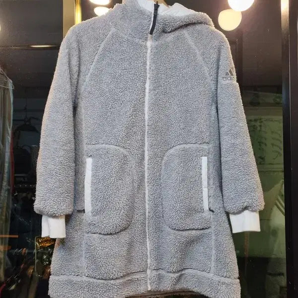 [BUNJANG] Adidas Sherpa Reversible Hooded Zip-Up Jacket / 아디다스 실사이즈 M 양털 뽀글이 쉐르파 양면 후드집업