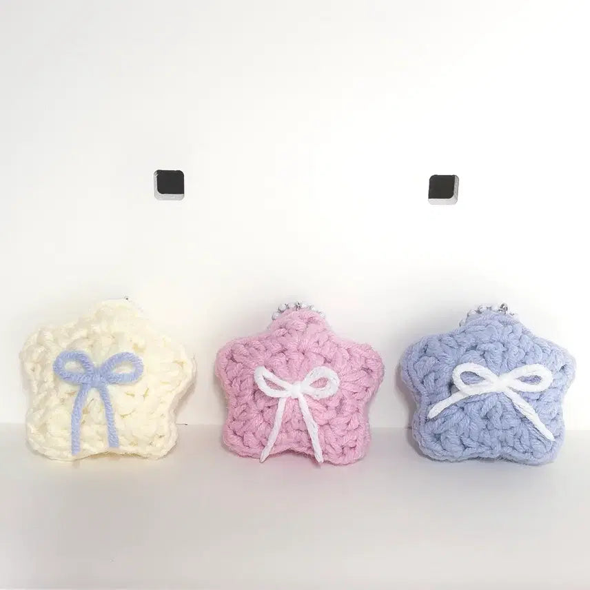 [BUNJANG] Handmade Star Ribbon Friendship Keyring / 핸드메이드 별 리본  뜨개  우정 키링